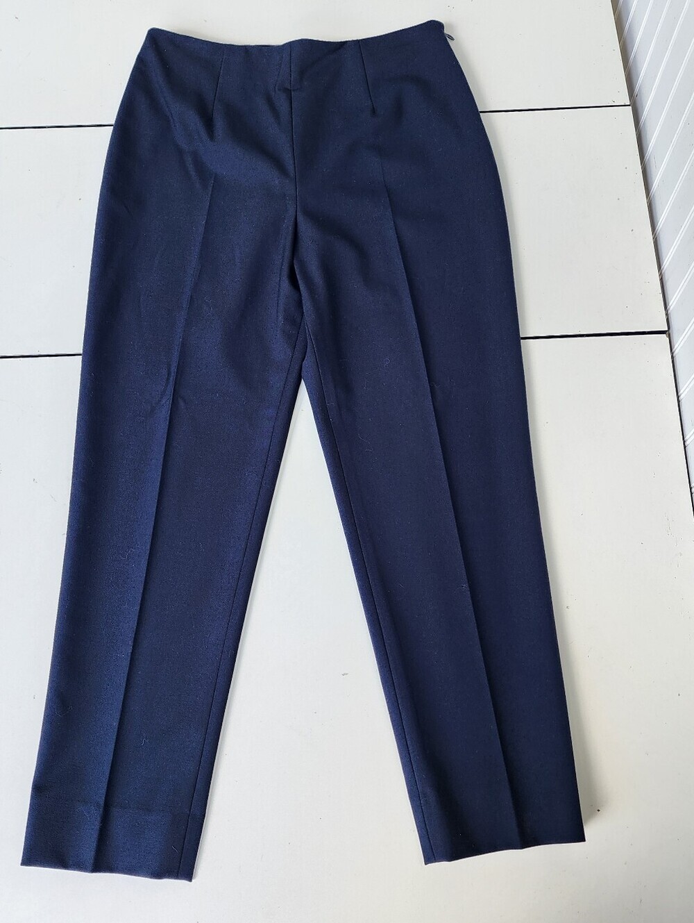 VTG Margaret M. Womens Navy Blue Flat Front Pants Canada Made  Side Zip Sz 10